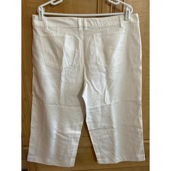 Chaps Womens White Linen Blend Cropped Pants Size 16 With Back Pockets - Picture 2 of 3